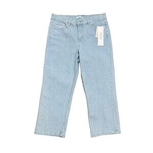 Women's Light Wash Crop Jeans Stretch Villager Liz Claiborne RN52002 Sz 10 NWT